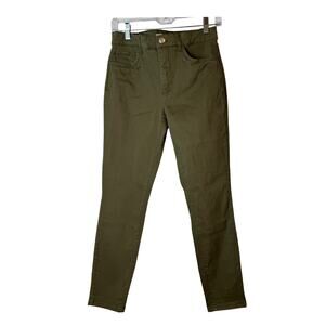 Loft Skinny Pants Olive Green Sateen 27 (4) Ankle Length #0004
